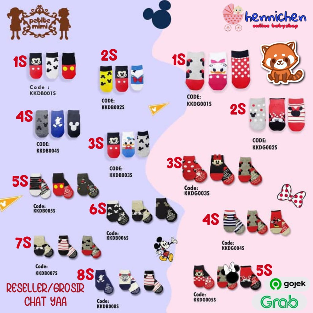 3 Pcs PETITE MIMI DISNEY KAOS KAKI EDITION SNI 0-12 bulan