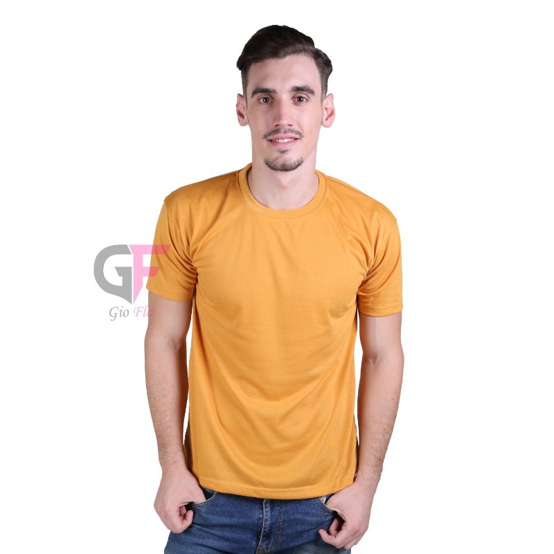 GIOFLO Kaos Kasual Lengan Pendek Modis Kuning Kunyit / PLS 127