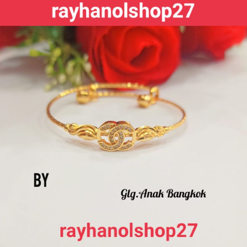 GELANG TANGAN TITANIUM ANAK ANAK MOTIF PILIHAN LAPIS EMAS 24 K MEWAH ELEGAN ANTI KARAT