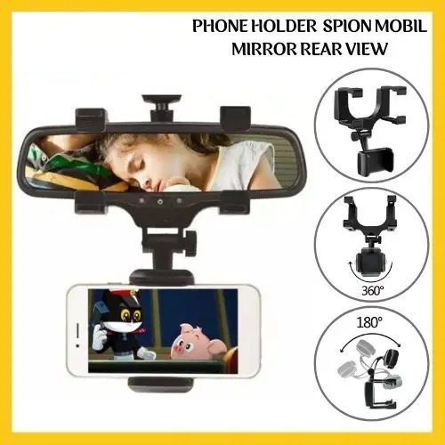 Holder HP Spion Mobil Universal Car Holder Spion Tengah Modern - Phone Holder Mobil Kaca Spion Mirror Rearview Car Stent Mount Bracket Dudukan Hp