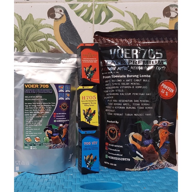 paket bundling h705 + 705 vit + h705se + voer black premium 250gr, free voer silver platinum