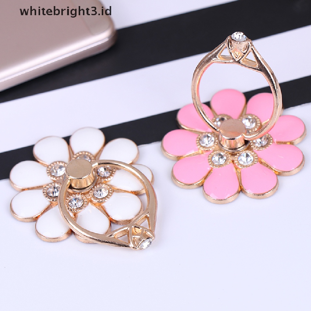 (whitebright3.id) Ring stand holder Hp / smartphone Bentuk Bunga Bahan metal