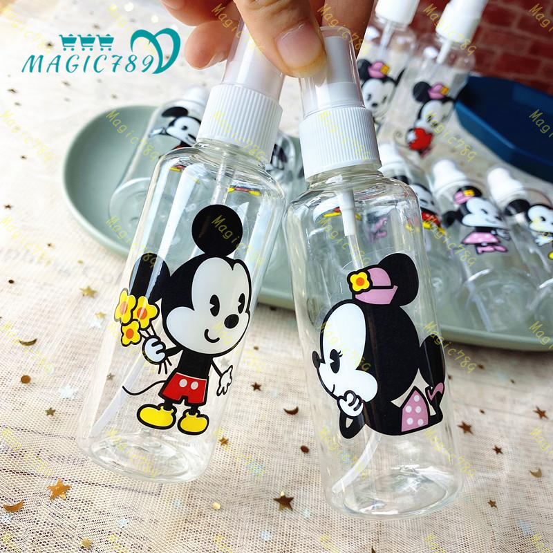 Magic789 Botol Spray Kosong 100ml Bahan Plastik Desain Kartun Mickey/Minnie Mouse