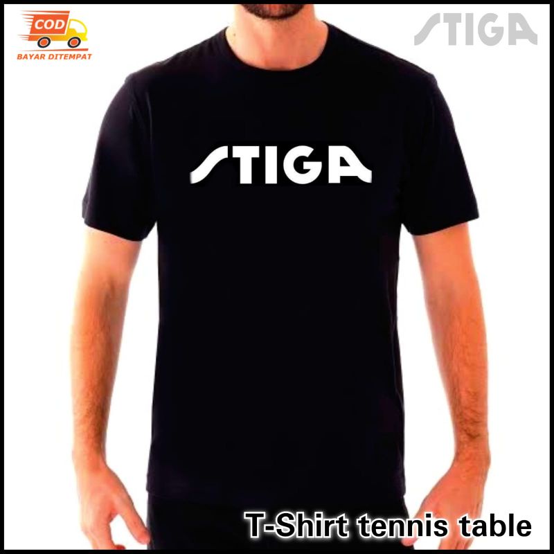 Kaos tenis meja pingpong logo STIGA bahan katun