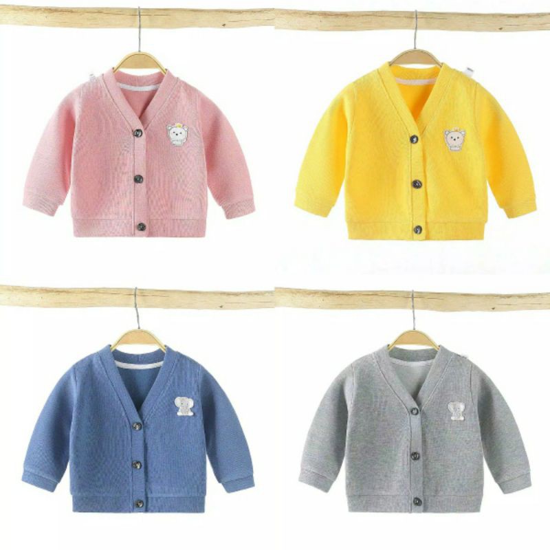 Mantel Bayi Polos Sweater Baby Cardigan Kardigan Sweter Jaket Baju Hangat Anak 1 2 3 4 5 Tahun Balita Kancing