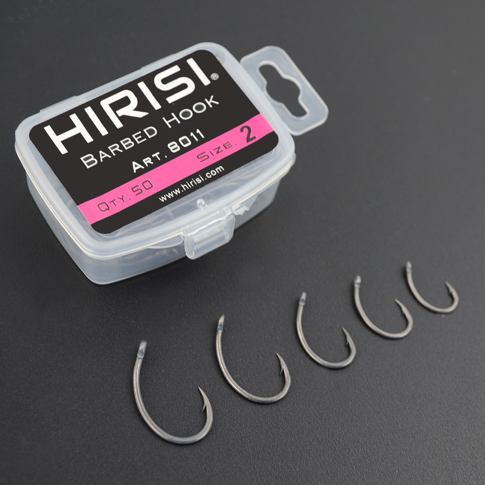 QUINTON Corrosion-resistant Barbed Hooks Durable Carp Fishing Fishing Hooks 8011 with Box Coating High Carbon 50pcs/pack Stainless Steel