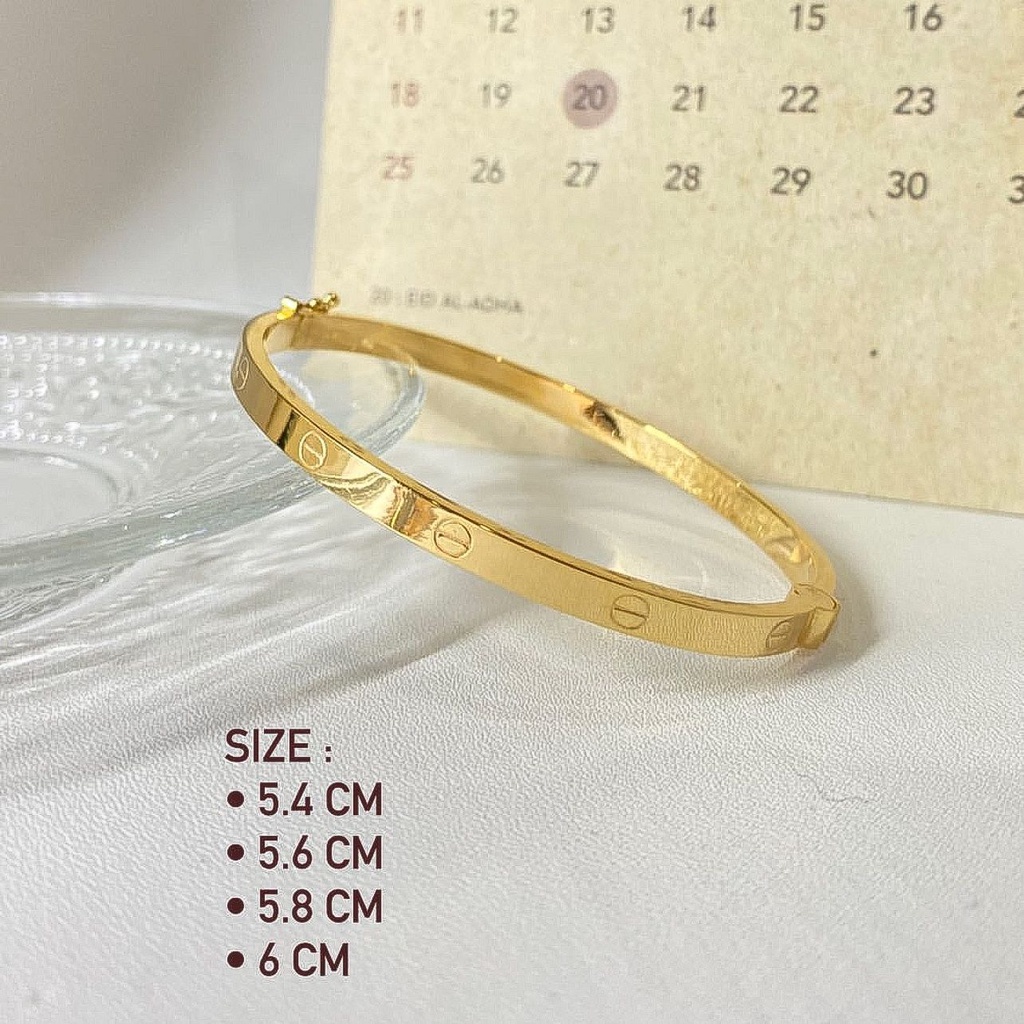 Gelang bangle Cartie anak dan dewasa emas asli kadar 700 750 70 75 16k 17k 1 set rosegold gold whitegold Cartierr padat terbaru tanpa mata permata polos korean