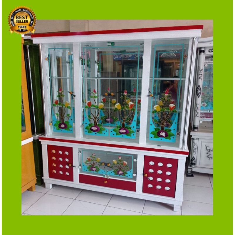 lemari pajangan kaca minimalis 4 pintu