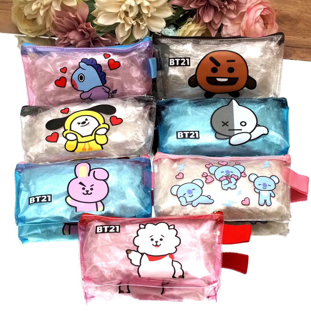 Tempat Pensil Mika Glitter BT21 M Tempat Pensil Karakter 