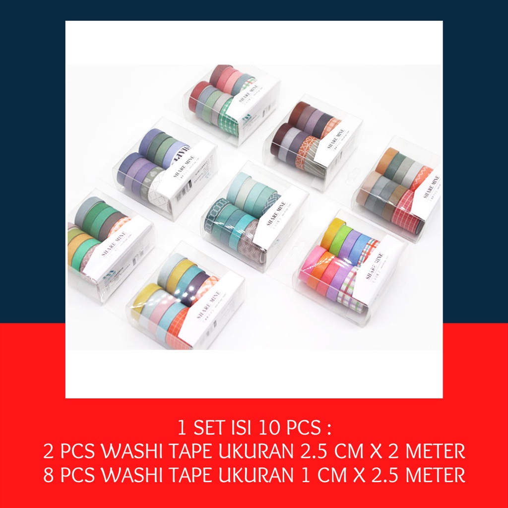 Washi Tape Share Mine set 10 pcs - Masking Tape