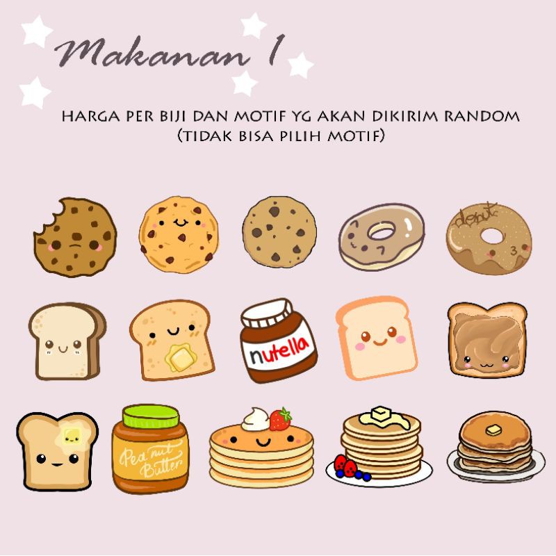 STICKER AESTHETIC ECER 1 BIJIAN / STIKER ESTETIK / STIKER TUMBLR / STIKER LUCU MURAH MAKANAN MINUMAN-Makanan1