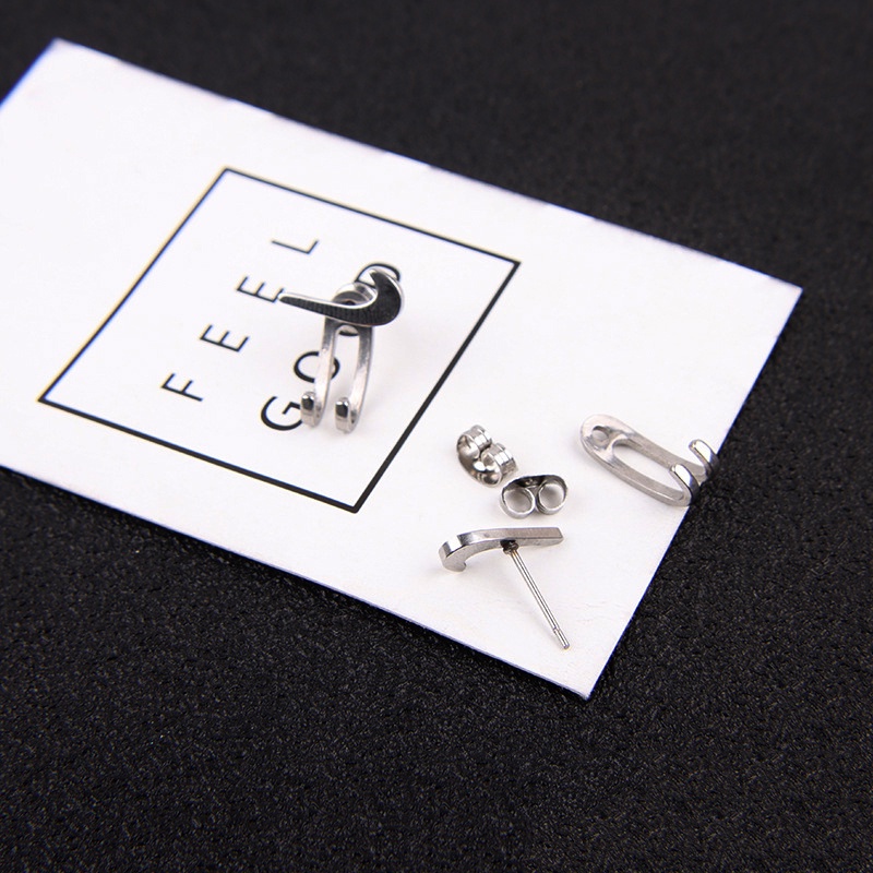 925 Sterling Silver Personality Hip Hop Pair Hook Paw Earrings Male Ins Niche Earrings