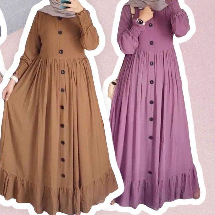 ➳ Baju Gamis Wanita Terbaru 2022 / Gamis Malaysia Terbaru 2022 / Gamis Polos Full Kancing Depan Dres