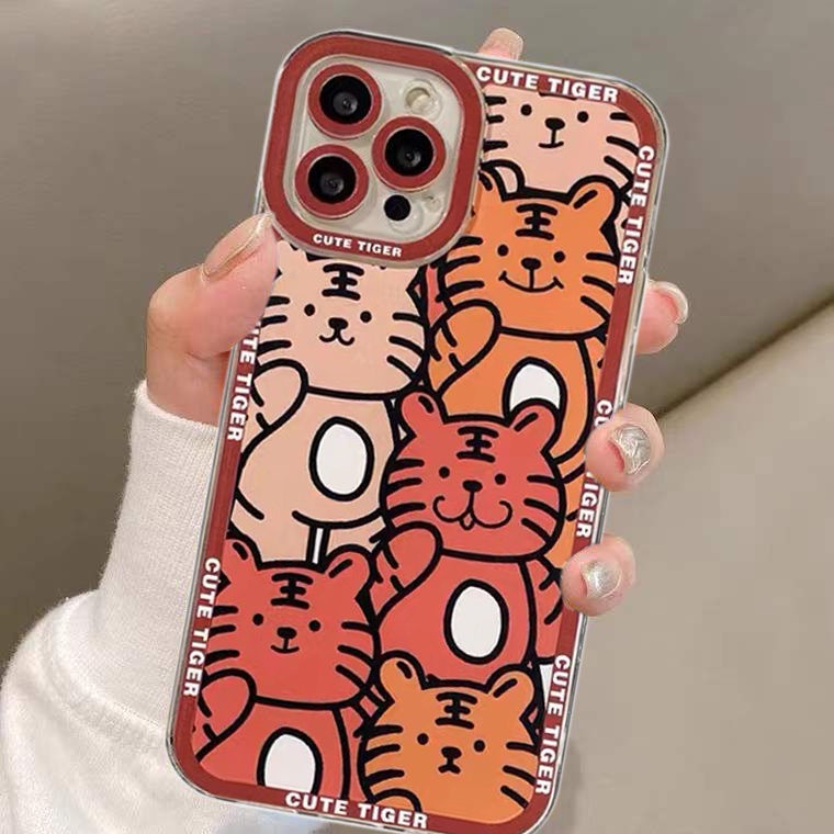 Soft Case TPU Motif Bunga Harimau Untuk Iphone 13 12 Mini 11 Pro X XR XS Max SE 2020 6 6S 7 8 Plus