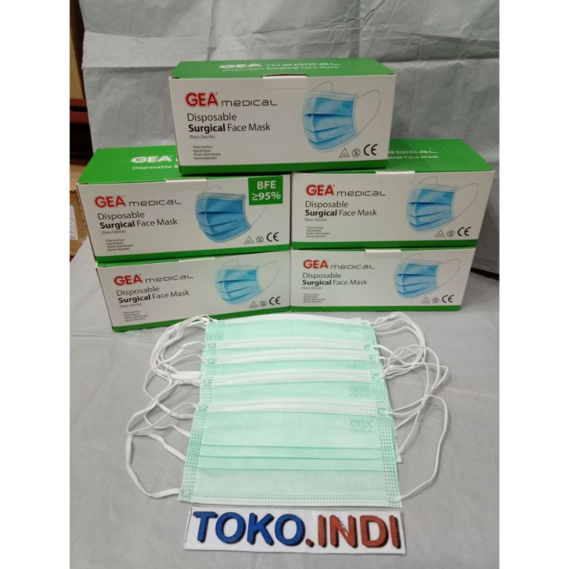 Masker Gea Medical 50 Pcs / Gea Medical Disposable Surgical Face Mask / Masker Medis Gea