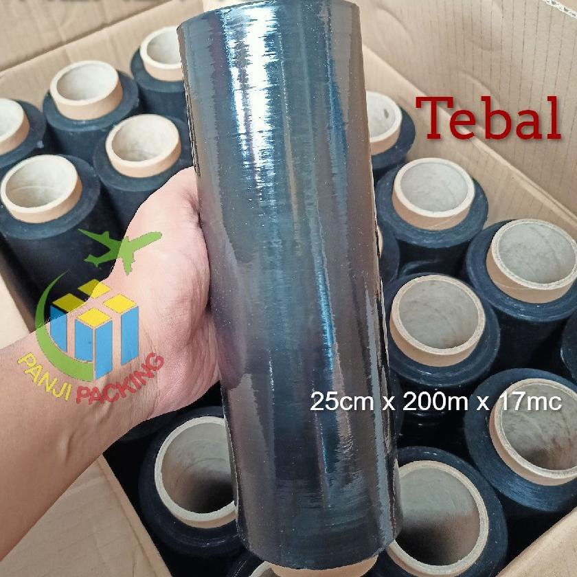 

[KODE PRODUK PFLNP8654] Stretch FIlm Hitam 25cm x 200m Plastik Wrapping Tebal Plastic wrap Bungkus koper Bandara Black