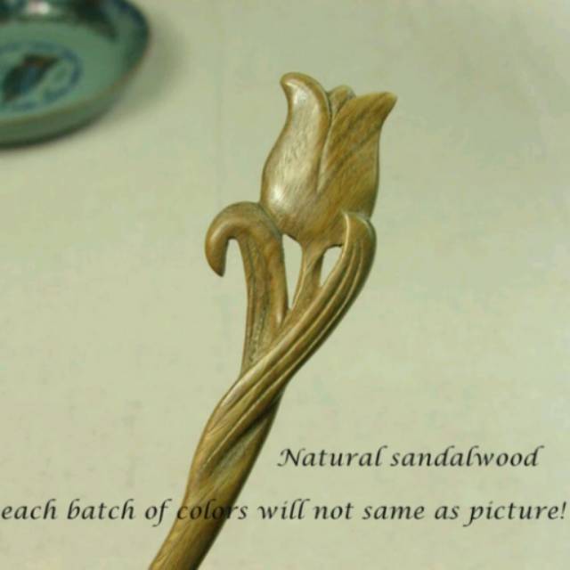 Tulip Hair Stick Sandalwood Tusuk Konde Bunga Kayu Cendana