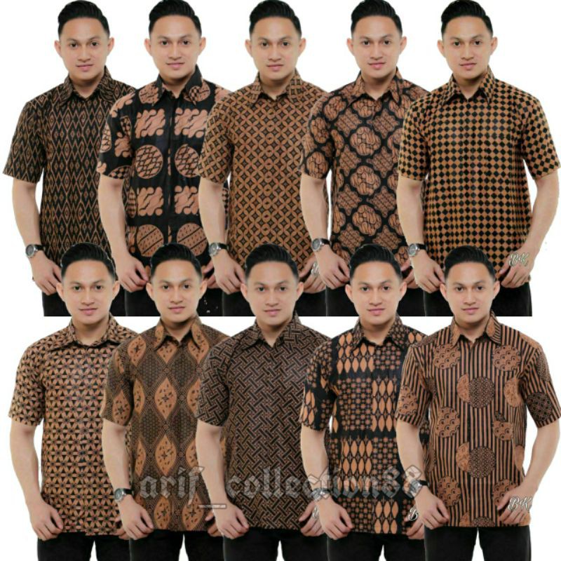 Batik Pria Lengan Pendek Lawasan Sogan Size M L XL XXL Atasan Batik Pria Seragam Kantor Kemeja Pria