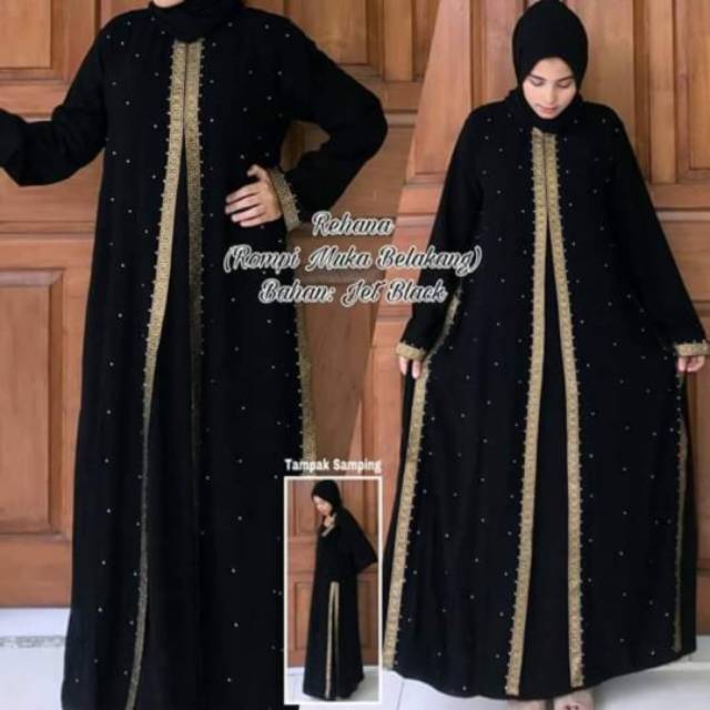 Abaya Bordir Kombinasi Saudi Jetblack Abaya turkey kombinasi