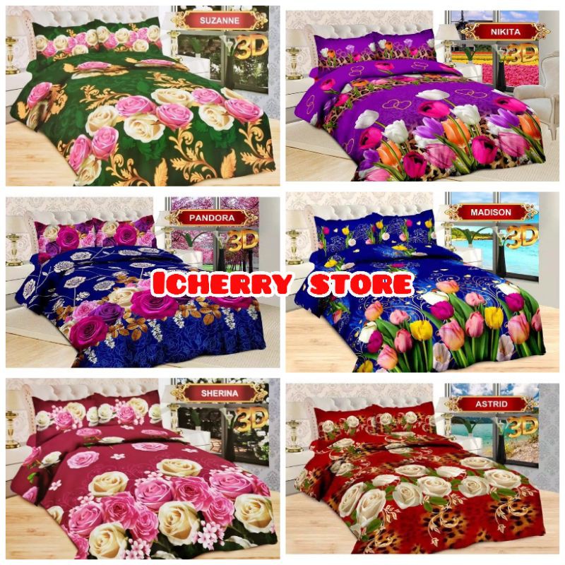 Sprei Bonita 3D Rumbai King 180x200 Bunga Motif Astrid, Pandora, Madison, Nikita, Claudia, Suzanne
