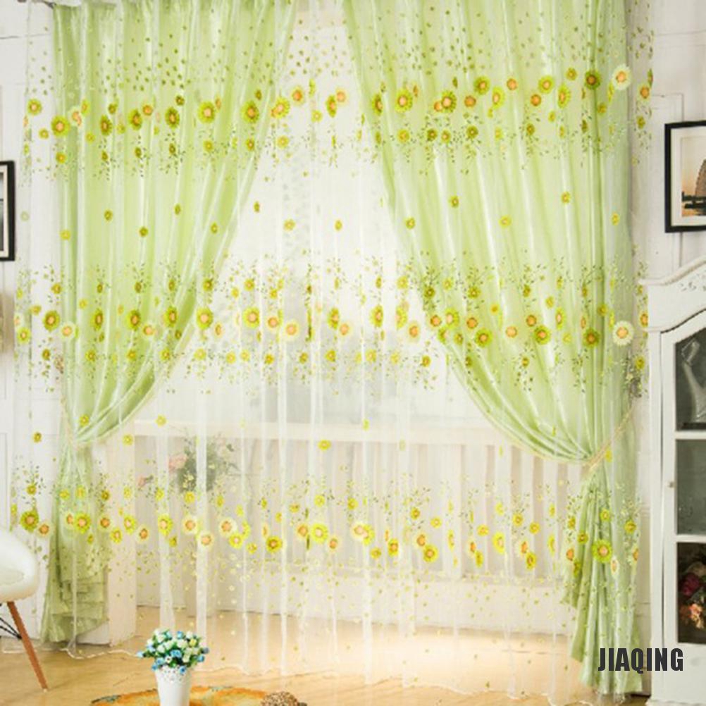 Jiaqing 1 X Room Sunflower Pattern Voile Window Curtains Sheer Panel Drape Curtains Shopee Indonesia