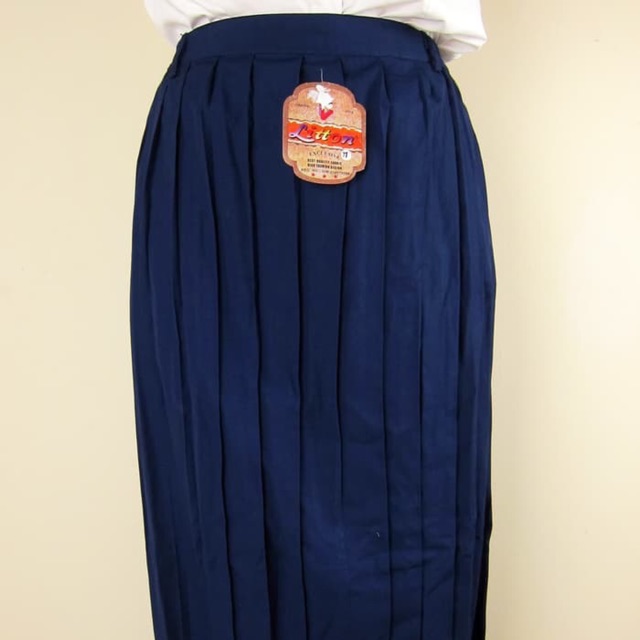 Rok Biru SMP plisir panjang seragam karet saku litton uk 6-12 /rok biru plisket famatex