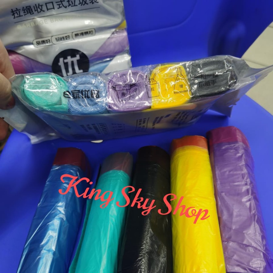 KANTONG SAMPAH DENGAN TALI / PLASTIK SAMPAH TALI / ROLL SAMPAH