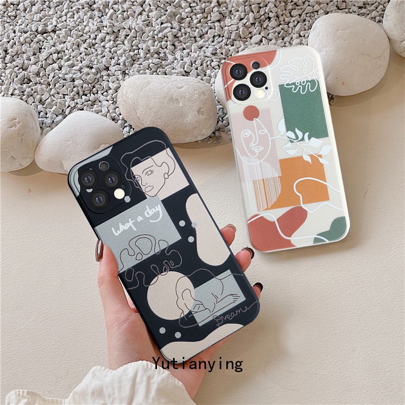 Casing Soft Case Tpu Motif Geometri Untuk Iphone 6 / 6s / 7 / 8 + / X / Xr / Xs Max / 12 / 11 / 13 Pro Max / Se 2020