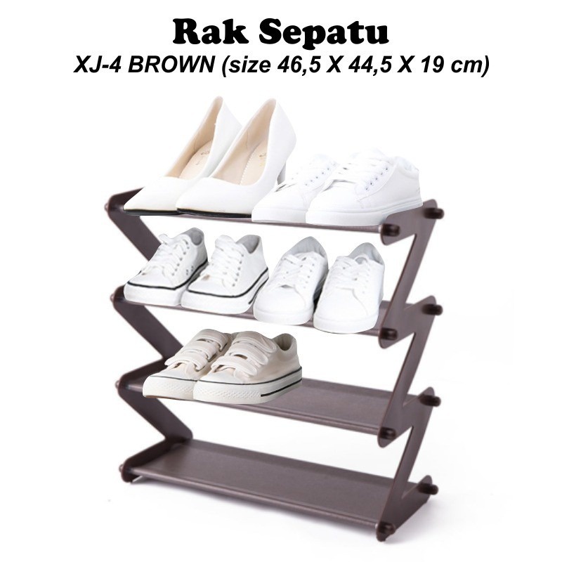 DISKON Rak Sepatu zig zag 4 Susun Shoe Rack Sandal Holder Mudah Bongkar Pasang TERMURAH