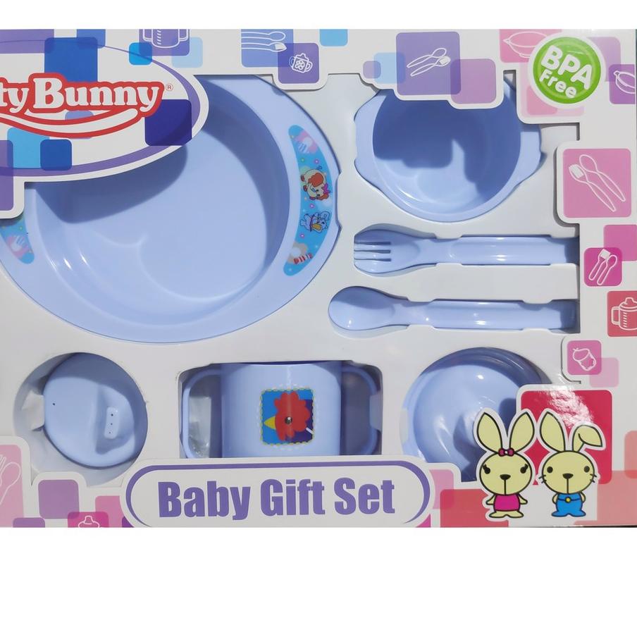 FEEDING SET 7IN1 TEMPAT MAKAN BAYI LUSTY BUNNY BABY GIFT SET MURAH LUCU KADO KELAHIRAN BAYI - 1847