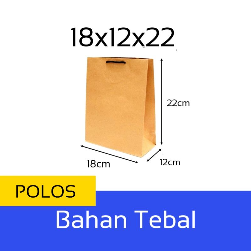 

Paper Bag Coklat Polos Custom Kado Bahan Tebal Ukuran 18x12x22