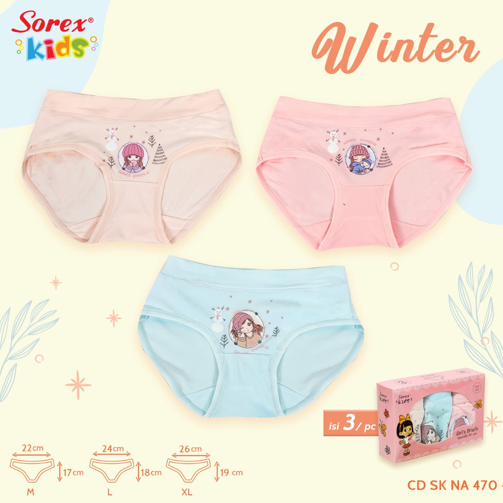 [ 3pc ] CD Sorex Kids NA 470 | Celana Dalam Anak Perempuan Motif Lucu Super Soft / Na470 Bwr