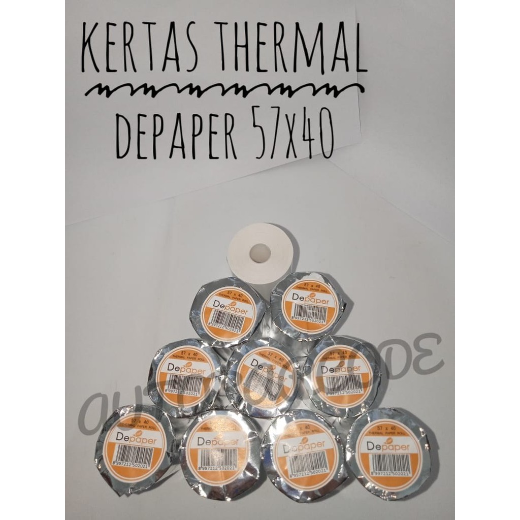 Depaper 57X40 Kertas Thermal Printer 58MM Struk Nota Kasir Kwitansi Cafe Resto Minimarket 58X40