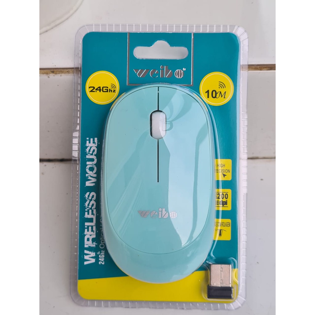 Optical Mouse weibo wireless tanpa kabel 10m 2.4Ghz tipis silent