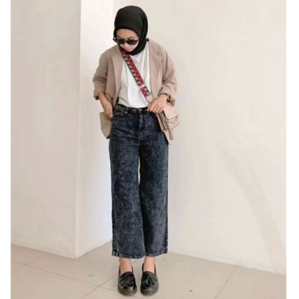 HIGHWAIST KULOT JEANS WANITA || CELANA KULOT JEANS MEISHA HW DELONIK KULOT SYAKIRA