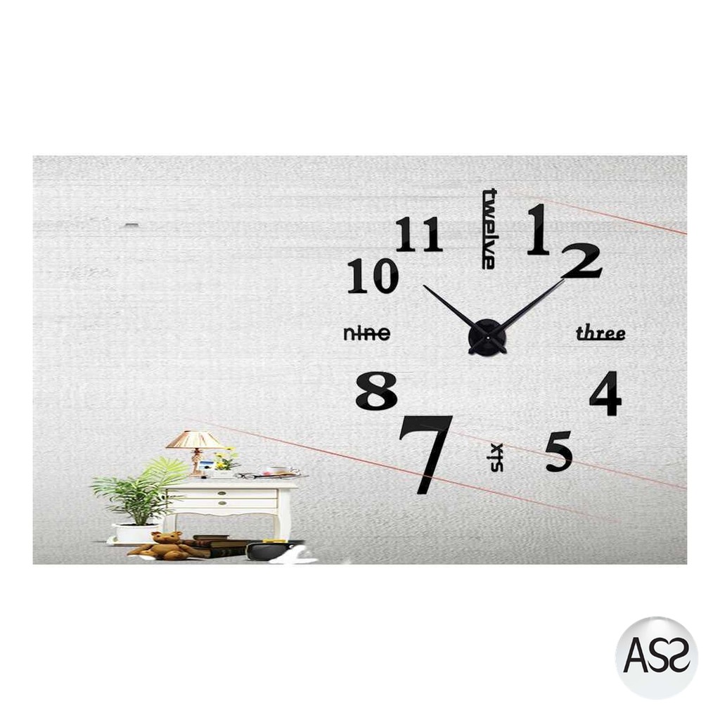 ASS Shop - Jam Dinding DIY Giant Wall Clock 50-60cm Model English Word - DIY-10