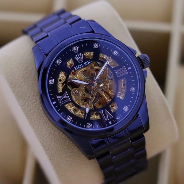 terima cod  ROLEX AUTOMATIC | Jam Pria Rantai COD Biru BLUE Hulk BLUE Otomatis