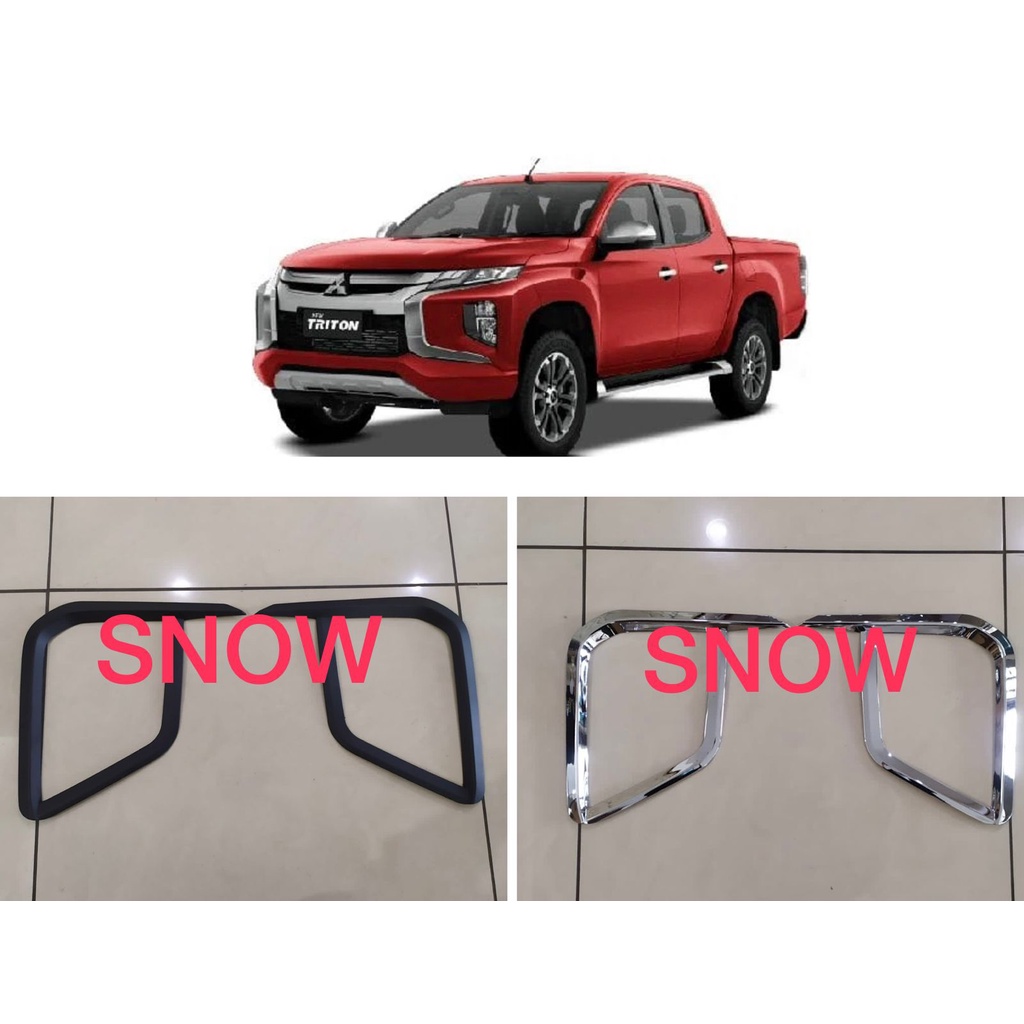 Garnish Lampu Depan Bawah All New Pajero Triton 2019 2021 2022 UP Hitam Chrome