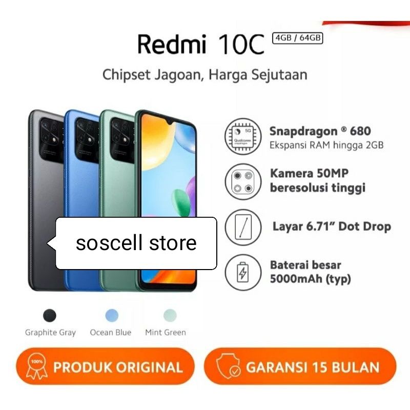 redmi 10c 4/64 garansi resmi