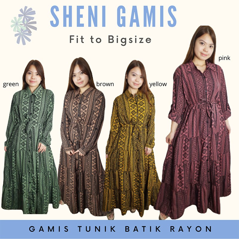 Gamis Batik Big Size Wanita / Dress Batik / Batik Modern / SHENI GAMIS