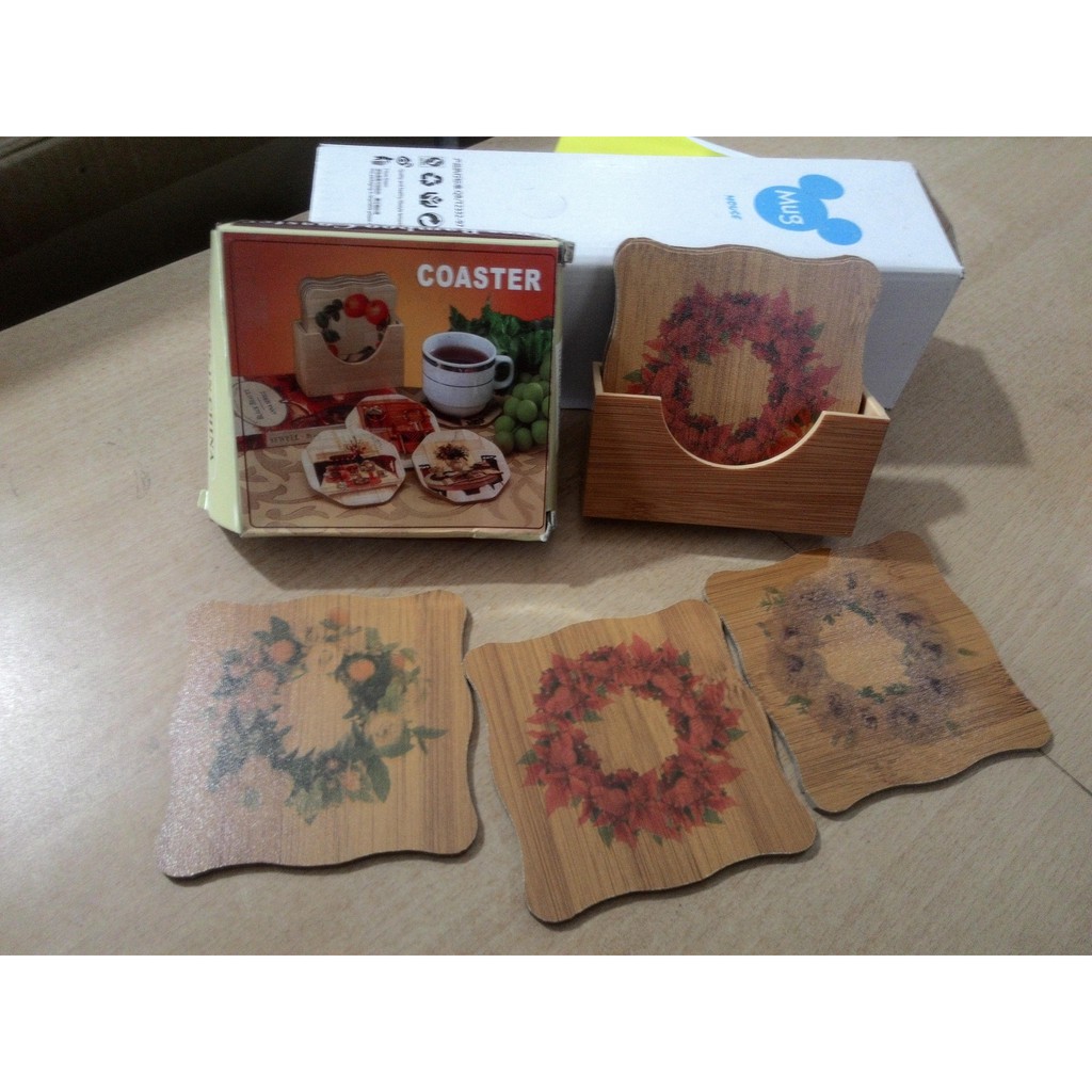 Tatakan gelas bambu tebal 6 Pcs KITCHEN HOUSE PM_1128K