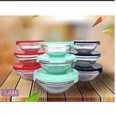 Mangkok bowl set isi 3 mangkok kaca 3 susun plus tutup(fs)