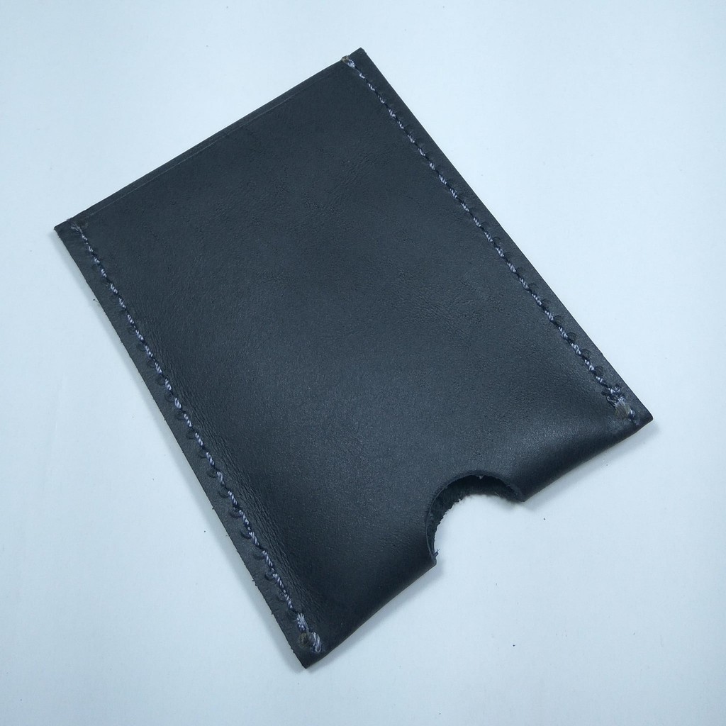 dompet kartu dan uang simpel kulit asli - slim simple wallet hitam