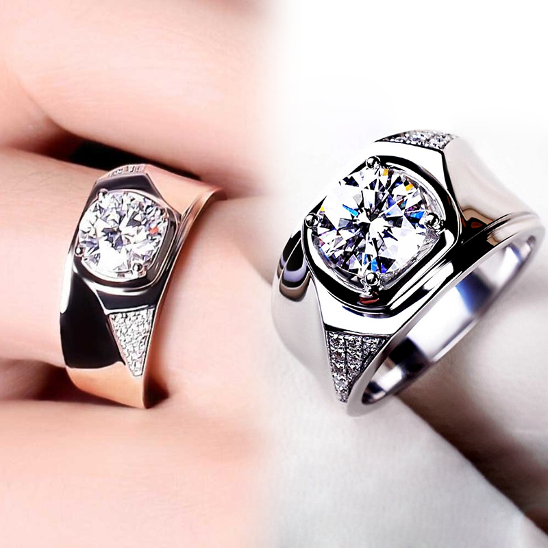 Cincin Kasual Berlian Emas Putih Pria Wanita Aksesoris Fashion Perak Titanium Rings