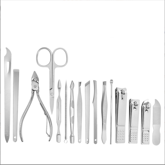 Gunting Kuku Set 16 Pcs Perawatan Kuku Nail Art Menicure Pedicure Stainless Steel