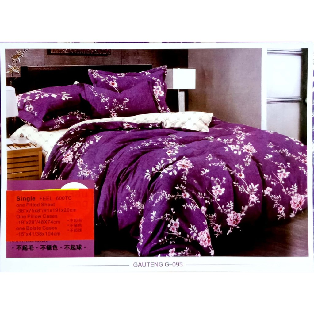 @myhome - SQ025 QUEEN SIZE - Sprei Katun Motif Bunga Warna Ungu / Sprei Import / Sprei Batam