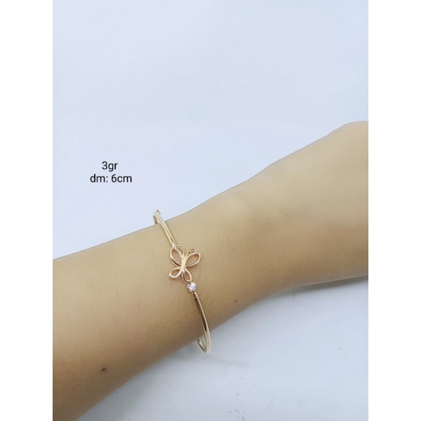 GELANG PERAK ASLI LAPIS EMAS 925/GELANG BANGLE KUPU-KUPU/GELANG SILVER ASLI/GELANG FASHION WANITA