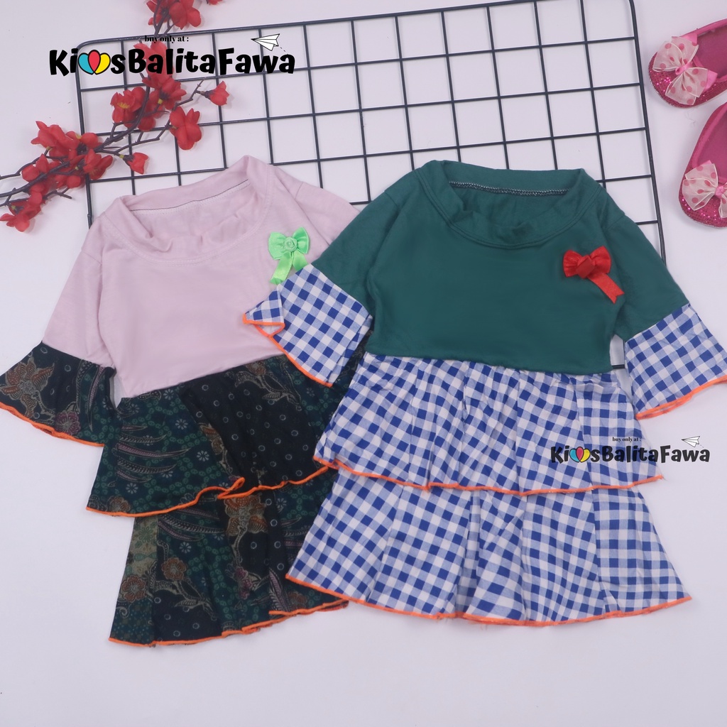 Dress Syifa uk 1-2 Tahun / Baju Anak Perempuan Dres Lengan Panjang Murah Gaun Pesta Pakaian Grosir