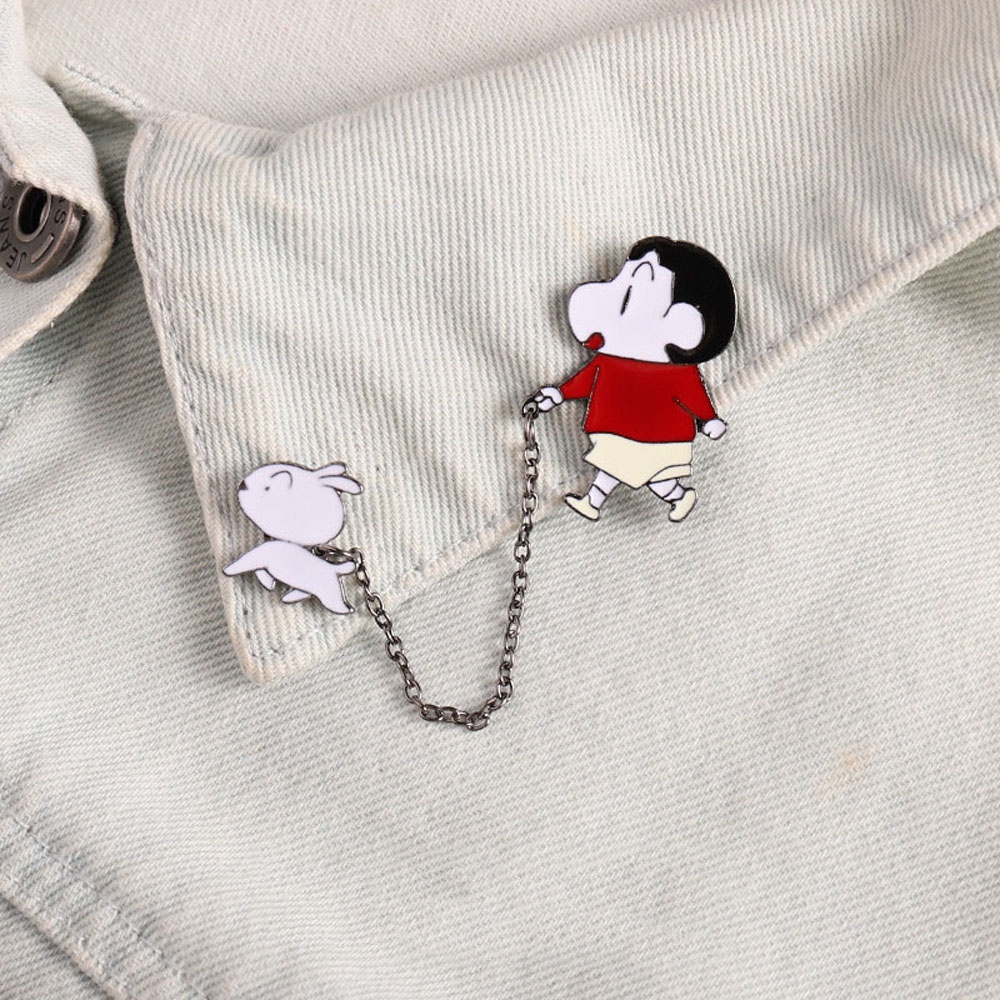 Needway  Enamel Crayon Shin-Chan Brooch Pin Animal Dog Collar Accessories Badge Pin Anime Unique Bag Decoration Cartoon Collection Gift Fashion Jewelry