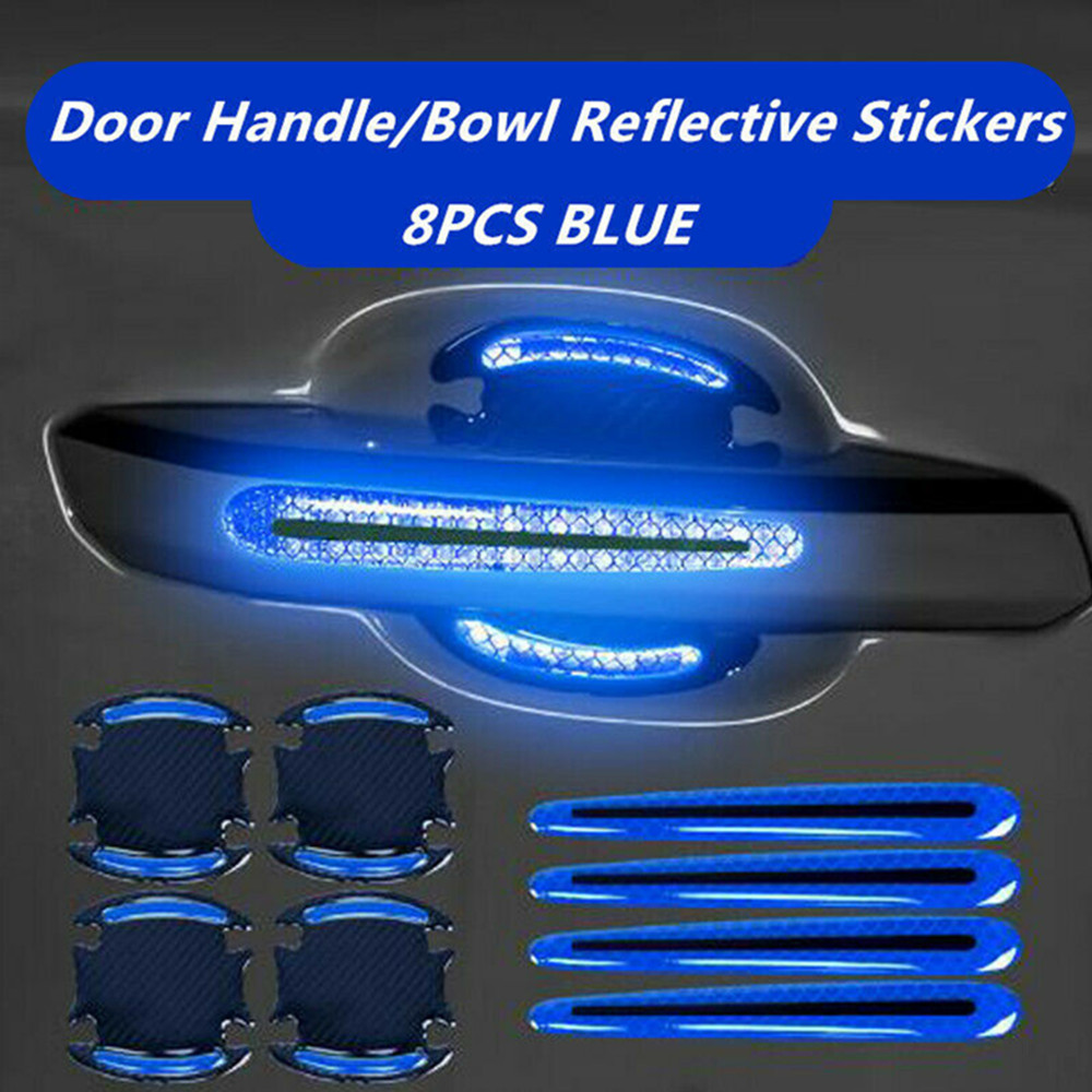 【COD Tangding】8PCS/SET Car Door Handle Bowl Protective Film Reflective Sticker Strips Anti-Scratch